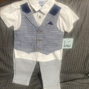 Blue and White Striped Baby Outfit Set